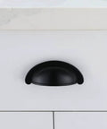 Matte Black Zinc Alloy Cup Bar Pulls Set Of 10 Heavy Duty Kitchen Cabinet Hardware Rust Resistant Indoor Drawer Knobs With Mounting Screws Top Notch Slick Finish Go To Kitchen Remodel Upgrade on white cabinet.