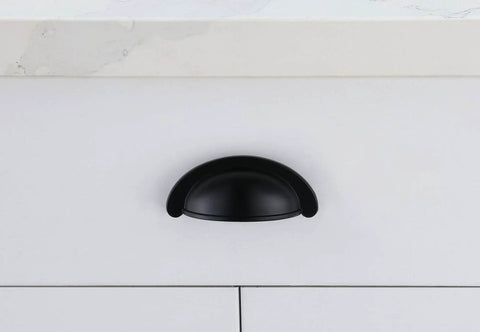 Matte Black Zinc Alloy Cup Bar Pulls Set Of 10 Heavy Duty Kitchen Cabinet Hardware Rust Resistant Indoor Drawer Knobs With Mounting Screws Top Notch Slick Finish Go To Kitchen Remodel Upgrade on white cabinet.