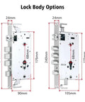Lock body options for Slick Fully Automatic Smart Digital Door Lock Featuring Semiconductor Fingerprint Reader And Electronic Keypad Code Entry.