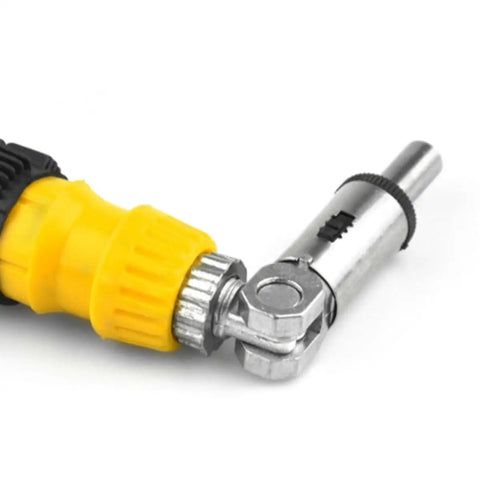 Compact 41 Piece Mini Socket Wrench Set With Quick Change Sockets And Reversible Ratchet featuring durable yellow grip and chrome finish.