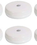 Top view of six pack wireless LED motion sensor lights, battery powered, portable under cabinet lighting, no mess, cordless, white casing.