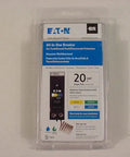 20 Amp 120 Volt Single Pole Arc Fault And Ground Fault Circuit Breaker Black BRN120A1CS in packaging on wood surface