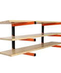 Beefy Heavy Duty Lumber Storage Wall Rack Set With 3 Level Wood Organizer Mount, Steel Lumber Rack System, side view