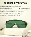 Professional Kick Ass Laser Safety Glasses With OD4 Plus Shield, designed for IPL hair removal and welding jobs.