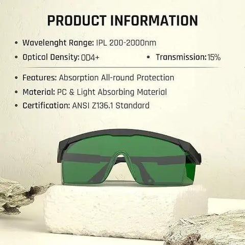 Professional Kick Ass Laser Safety Glasses With OD4 Plus Shield, designed for IPL hair removal and welding jobs.