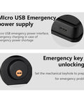 Waterproof Smart Deadbolt Lock For Home Featuring Biometric Fingerprint Digital Keypad emergency power supply options.