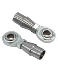 Built Different Heavy Duty Half Inch Thread Heim Ball Joints With Bung Fittings and Matching Left Right Jam Nuts for Tough Off Road Suspension Tubular Rod End Link Kits Four Piece Ready to Roll. Close-up of two durable zinc-plated steel Heim joints.