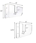 4 Pack Premium Clear Acrylic Skateboard Wall Mount Racks Heavy Duty Display Hooks dimensions 6x4.75 inches for wall use.