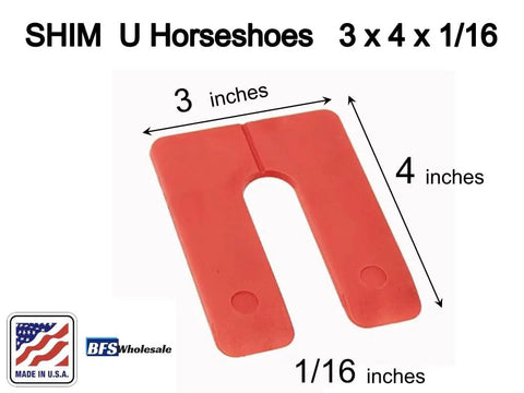 Heavy Duty Plastic U Shim Variety Pack With 150 Pieces Rock Solid Gear 3 x 4 x 1/16 inch red shim for leveling windows and doors.