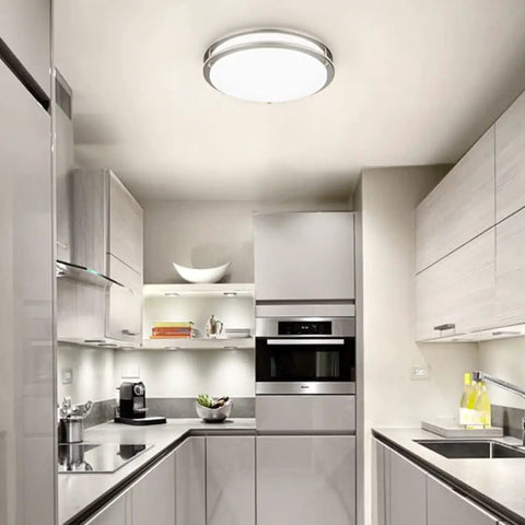 Two Pack LED Flush Mount Ceiling Lights 13 Inch 20W Dimmable With Color Temperature Options 3000K 4000K 5000K Brushed Nickel Finish