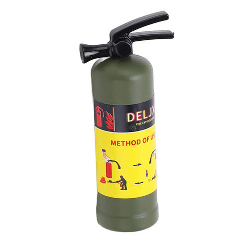 Top Tier RC Car Mini Fire Extinguisher Slick Simulation Decoration Lightweight Portable Accessory With Adhesive Stickers For Clean Vehicle Customization And Road Ready Setup, green plastic replica, detailed instructions, 47mm size.