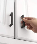 Heavy Duty Three Inch Matte Black Cabinet Pulls Square Bar Drawer Handles Solid Metal Cupboard Knobs Ten Pack Kitchen Refresh That Truly Hits Different With Zero Fuss Installation on white cabinets being used.