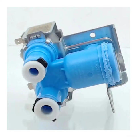 Water Inlet Solenoid Valve Kit For Laundry Appliances With Drain Valve, Replacement Part For Washing Machine Maintenance, Exact Fit And Smooth Water Flow Control, Easy Install For DIY Washer Repair blue plastic valve with metal bracket