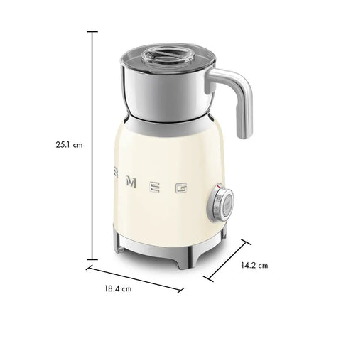 Retro 50s Style Milk Frother with Induction Heating and Removable Jug, cream finish, side view