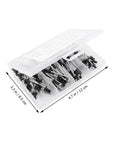 Aluminum Blind Rivets Kit M2.4 M3.2 M4 Sizes 120 Pcs Black Finish in open plastic case with dividers