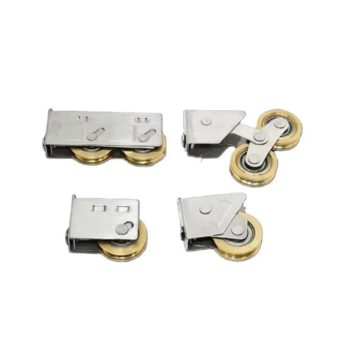 Heavy Duty Sliding Door Rollers With Double Stainless Steel Wheels And Precision Bearings, four-pack for smooth sliding doors.