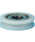 Twenty Pack U Groove Plastic Coated Roller Track Guide Wheels With Heavy Duty Nylon Pulley Sheave Bearings For Sliding Door Hardware, close-up view.