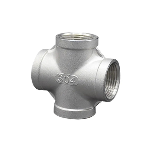 Stainless Steel 304 BSPT Pipe Fittings Kit Elbow 90 Degree 3 Way 4 Way Threaded Coupler Adapter For DIY Home Projects 4-way cross