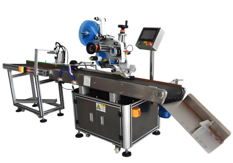 Rock Solid Automatic Round Orientation Labeler Built For Busy Production Floors That Crave Zero Sweat High Volume Operation Featuring Reliable Fixed Position Design and conveyor.