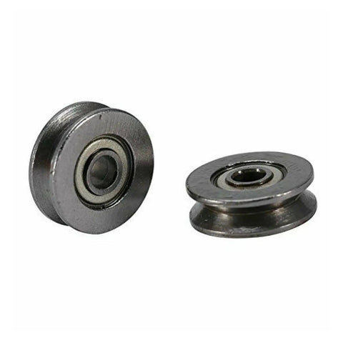 Rock Solid V Groove Roller Wheels With Smooth Ball Bearings And Zero Hassle Wire Track Guides Made From Carbon Steel Built Tough For Bedroom Closet Sliding Panels, close-up view.