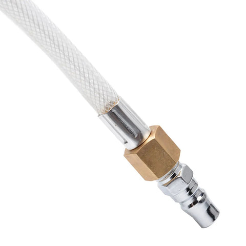 Hella Fast Pneumatic Air Die Grinder With Blistering 25000 RPM Spin hose connector featuring a brass and aluminum coupling.