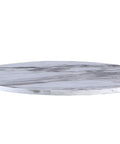 Game Changing Round White Marble Dining Table With Smooth Spin Lazy Susan And Heavy Duty Stainless Steel Base top view of marble surface