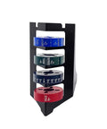 Pro Grade Stainless Steel Sharpening Angle Jig With Quick Metric Stops featuring colorful metric index plates for precise cutting