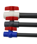 Heavy Duty PVC Ball Valve And U PVC Sliding Pipe Connector For Plumbing Repair Built Like A Tank With Smooth Rotation And Leak Proof Design For No Hassle Repairs On The Fly, showing various colors and fittings.