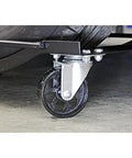 Premium Heavy Duty Wheel Dolly Set For Moving Car Or Trailer With Smooth Rolling Steel Casters Built For Rough Garage Grind Tasks That Are Absolutely No Sweat To Handle close-up of a steel caster on a dolly.