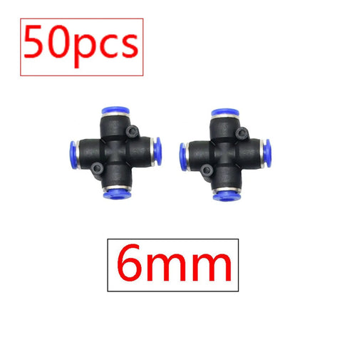 All-In-One Garden Hose Fittings Kit With Twenty Five And Fifty Pieces No-Fuss Quick Connectors For One Half And Three Quarter Inch Hoses Includes Straight Head Elbow Tee Plug Diverter For 6mm And 8mm Tubing Yellow Leak-Free, 50 pcs 6mm fittings