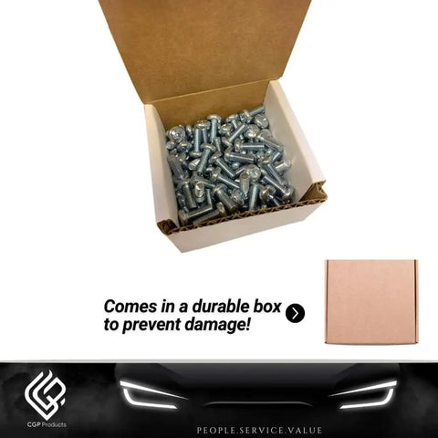 Box of license plate screws metric Phillips head zinc plated steel 100 per box, standard license plate hardware for cars