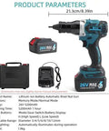 Cordless Electric Rivet Nail Gun, 2 In 1 Rivnut Installer For M3 To M12 Bolt Sizes, with 26V battery and case.