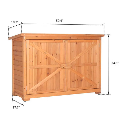 Outdoor Wooden Storage Shed With Extra Large Capacity Garden Tool Cabinet Weather Resistant Patio Organizer dimensions
