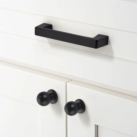 Two Pack 12 Inch Center To Center Kitchen Cabinet Handles Matte Black Arch Bow Pulls on white cabinet doors
