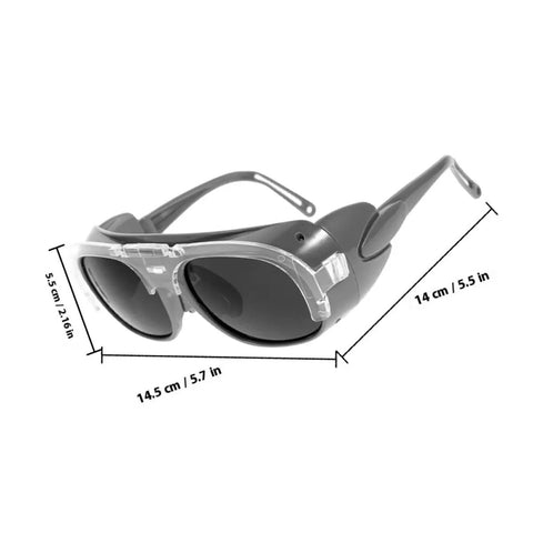 Rock Solid Badass Welding Goggles For Men With Black Gray Dark Tint Lenses, measuring 14.5 cm x 5.5 in, industrial eye protection.