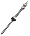 Pro Grade M10 Hanger Bolts A2 Stainless Steel With Epdm Weather Seal And Preassembled Aluminum Rail Mounting Kit For Solar Pv Panels On Metal Wood Roofs Quick And Slick Install - Close-up view of hanger bolt with EPDM seal.