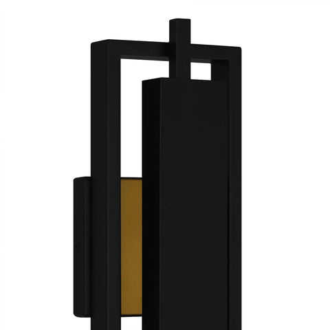 16 Inch Slick Matte Black Outdoor Wall Lantern With Integrated LED Features A Sleek Geometric Silhouette And Durable Weather Resistant Build To Level Up Your Backyard Vibes, side view.