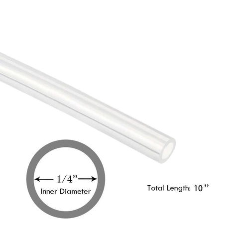 JoyTube One Quarter Inch ID Silicone Tubing Three Eighth Inch OD High Temp Food Grade Flexible Tube For Home Brewing And Winemaking FDA Compliant 3A Sanitary Standards USDA Approved For Meat And Poultry Plants Ten Feet shown with dimensions