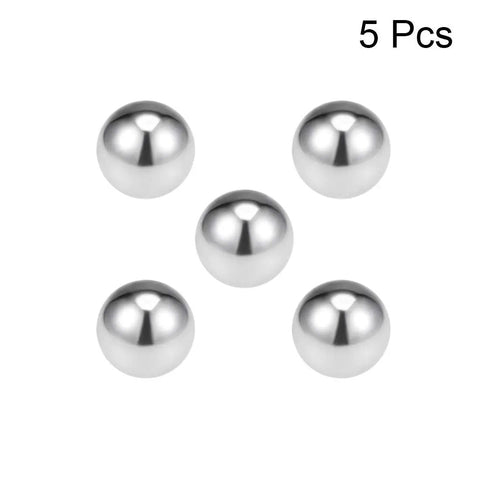 Top Grade G100 Precision Bearing Balls 19 Millimeter Diameter In A Five Piece Bundle arranged in a circle on a white background.