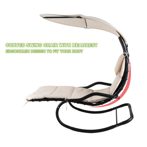 Outdoor Hammock Rocking Chaise Lounge Chair With Stand And Canopy Cozy Soft Cushion And Removable Headrest Recliner Swing