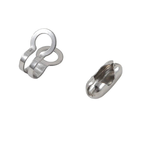 Close-up of connectors for 197 Inch Beaded Ball Pull Chain Extension For Roller Shades, Durable Stainless Steel Bead Chain Extender With 10 Connectors, 4.5mm, Silver