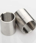 Rock Solid 304 Stainless Steel Cast Pipe Coupling Female Adapter Polished 1 Inch Npt Thread Zero Leak Guarantee side view of two couplings