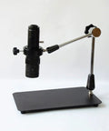 Premium Flexible Microscope Boom Stand Featuring Universal Fifty Millimeter Mounting Plate And Heavy Duty Mechanical Arm Clamps for stable viewing.