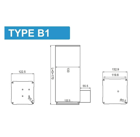 Type B1 dimensional drawing of Heavy Duty Electric Linear Actuator With DC Twelve Volts And 1000 mm Stroke.