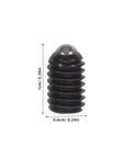 Kickass Stainless Steel Ball Plunger Screws 50 Pack M4 X 6 Hex Socket Set Screws shown from the side, highlighting the black finish.