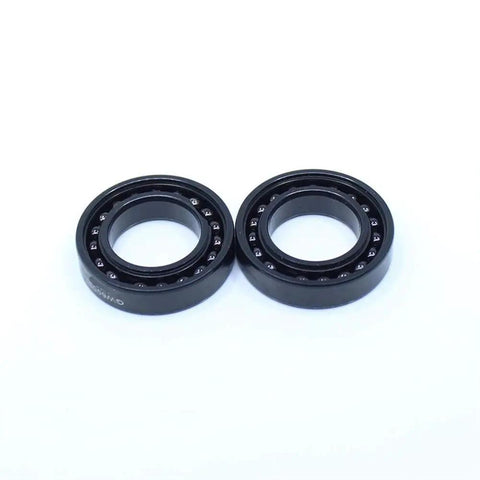 Rock Solid 2Pcs High Temperature Bearing Set 25X42X9mm TB6905 thin section full ball bearings, side view, black finish.