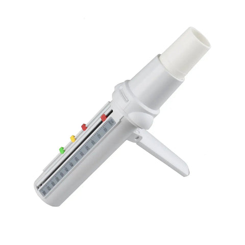 Manual Peak Flow Meter PEF Tester for on-the-go tracking and monitoring peak expiratory flow rate with traffic light markers