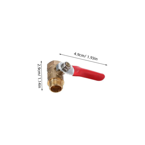 Six Pack Top Shelf Copper Mini Ball Valve With Male Female NPT Threads for Handling High Pressure Water Gas and Air, shown with red handle.