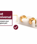 Top Tier Sliding Window Tandem Roller Assembly With 3/8 Inch Flat Brass Wheels And White Nylon Mounts For No Fuss Horizontal Slider Upgrades Two Piece Bundle with brass wheels on nylon base.