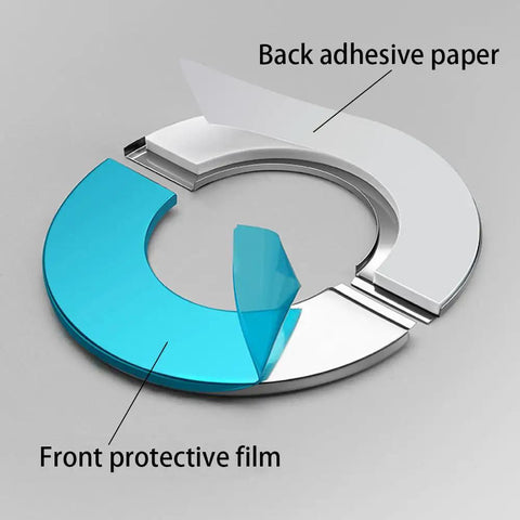 Heavy Duty Two Inch Wall Split Flange Stainless Steel Round Escutcheon Plate Cover For Pipes with protective films and adhesive backing.
